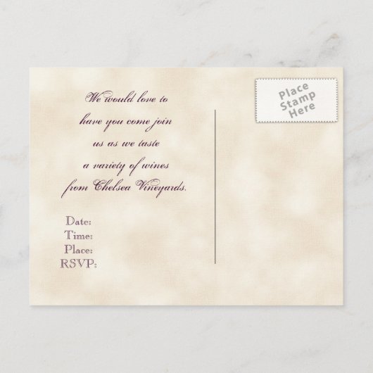 Wijntesteeltpartij Uitnodiging met gebruikmaking v (Achterkant)