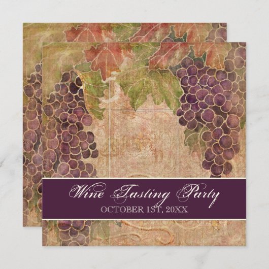 Wijntesteeltpartij Uitnodiging met gebruikmaking v (Voorkant / Achterkant)