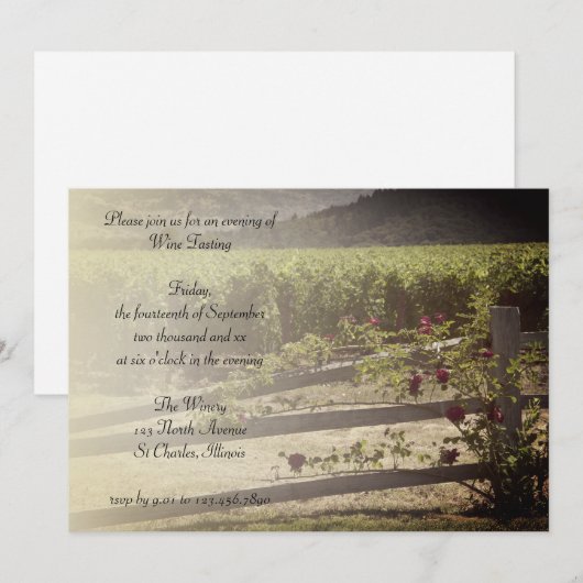 Wijntestopstelling bij wijnbouw en Rozen Kaart (Voorkant / Achterkant)