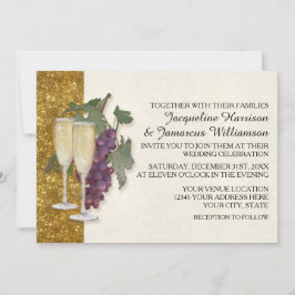 Wijnthema Champagne Grapes Modern Simple Wedding Kaart