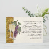 Wijnthema Champagne Grapes Modern Simple Wedding Kaart (Staand voorkant)