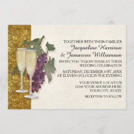 Wijnthema Champagne Grapes Modern Simple Wedding Kaart