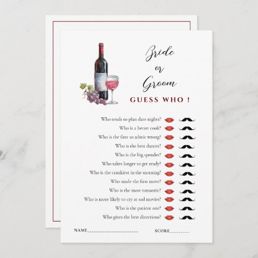 Wijnthema Hij zei dat ze zei Vrijgezellenfeest spe Kaart (Voorkant / Achterkant)