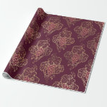 Wijnthema in vintage Paris Burgundy rood en goud Cadeaupapier<br><div class="desc">Inpakpapier met thema van wijn uit de vintage Paris burgundy rode wijn.</div>