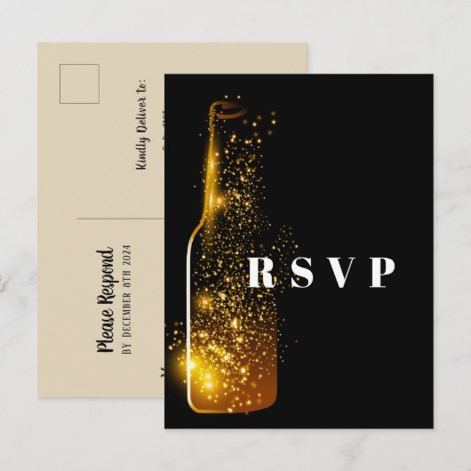 wijnthema, partij, Briefkaart RSVP (Voorkant / Achterkant)