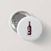 Wijnthema, rode wijn, fles wijn ronde button 3,2 cm (Voorkant /achterkant)