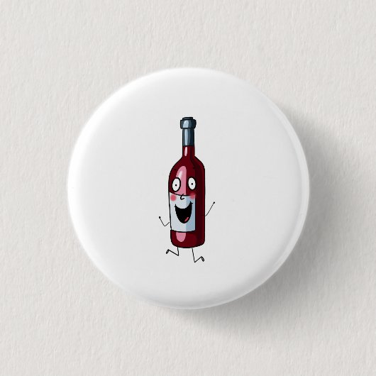 Wijnthema, rode wijn, fles wijn ronde button 3,2 cm (Voorkant)
