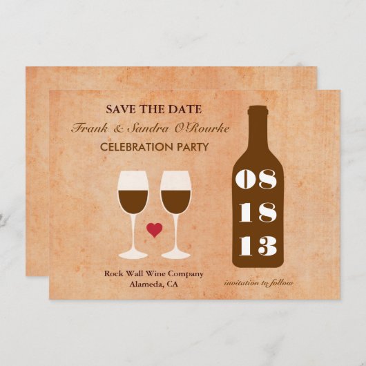 Wijnthema Sla de datumkaart op Save The Date (Voorkant / Achterkant)