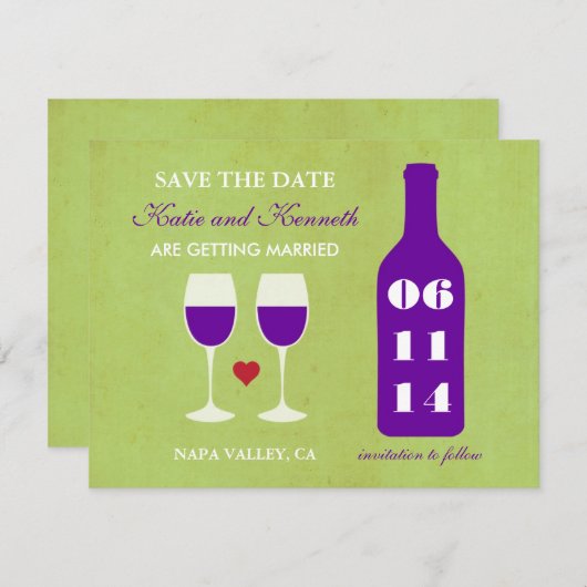 Wijnthema Sla de datumkaart op Save The Date (Voorkant / Achterkant)