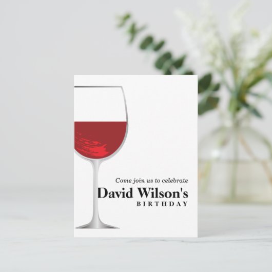 wijnthema , uitnodiging voor Briefkaart op verjaar (Staand voorkant)