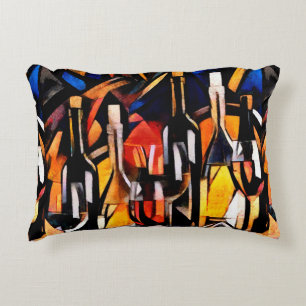 Wijnthema's in de stijl van het cubisme. Flessen, Accent Kussen