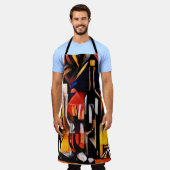 Wijnthema's in de stijl van het cubisme. Flessen, Schort (Gedragen)