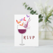 wijnthema's, vlinderbloemig Briefkaart RSVP (Staand voorkant)