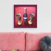 Wijntijd grillige wijnfles en bekers canvas afdruk (Insitu (Woonkamer))