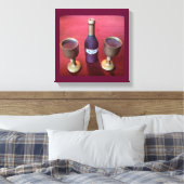 Wijntijd grillige wijnfles en bekers canvas afdruk (Insitu (Slaapkamer))
