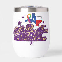 Wijntuimelaar met Miss Gay Texas State logo