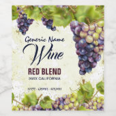 Wijntuin voor druiven Middellandse Zee Wijn Etiket (Enkel label)