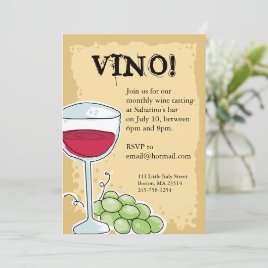 Wijnuitnodiging Kaart (Staand voorkant)