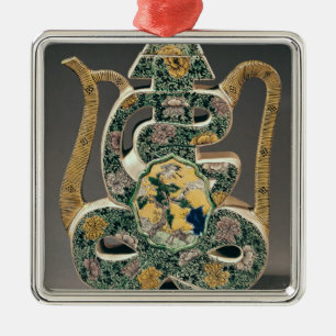 Wijnvaas in de vorm van het teken "shou" metalen ornament