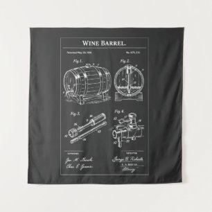 Wijnvat Blueprint Schets Wandkleed