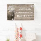 Wijnvat Country Rustic, Roze Bloemen, Custom Spandoek (Insitu)