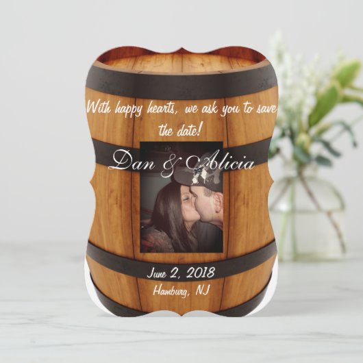 Wijnvat de datum opslaan save the date (Staand voorkant)