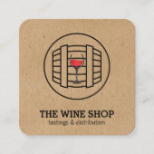 Wijnvat en glas | Sommelier Vierkante Visitekaartje (Voorkant)