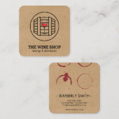 Wijnvat en glas | Sommelier Vierkante Visitekaartje (Voorkant / Achterkant)