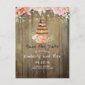 Wijnvat en Roze Rustieke Bloemen Save the Date Aankondigingskaart (Voorkant)