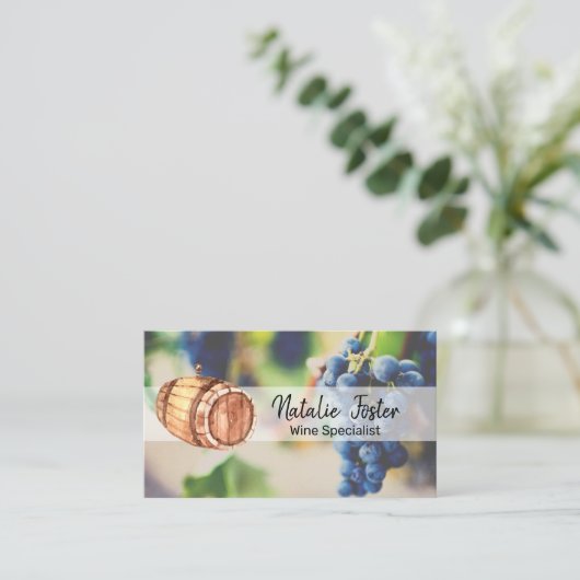 Wijnvat en wijngaard Estate Visitekaartje (Staand voorkant)