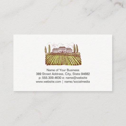 Wijnvat en wijngaard Estate Visitekaartje (Achterkant)