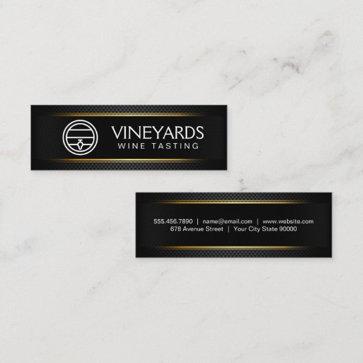 wijnvat | patroon van zwarte koolstofvezels mini visitekaartje (Voorkant / Achterkant)