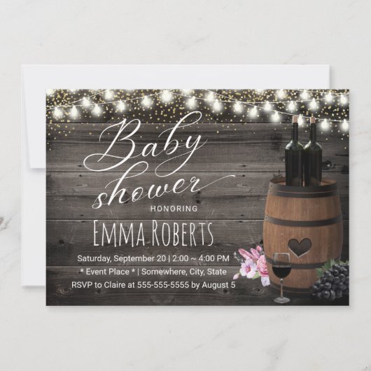 Wijnvat Rustic String Light Barn Baby shower Kaart (Voorkant)
