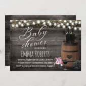 Wijnvat Rustic String Light Barn Baby shower Kaart (Voorkant / Achterkant)