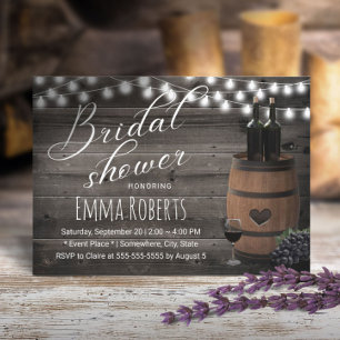 Wijnvat Rustic String Light Barn Vrijgezellenfeest Kaart