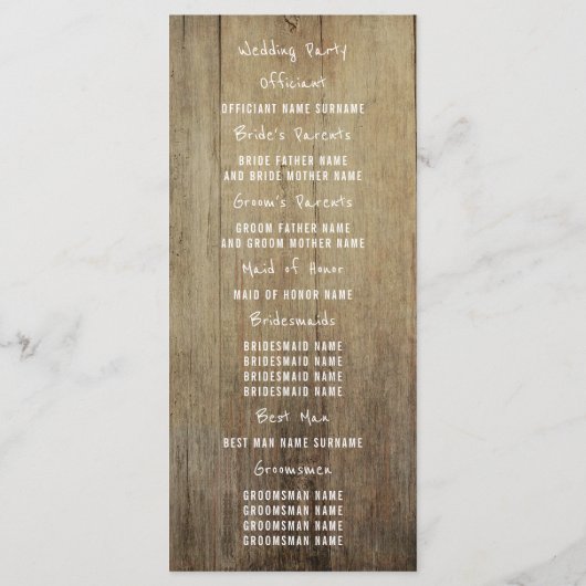 Wijnvat Rustieke Bloemen Bruiloft Programma's (Achterkant)