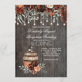 Wijnvat Rustieke String Lights Bourgondische bruil Kaart