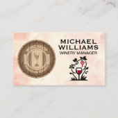 wijnvat | Wijnglas en druiven | wijnmakerij Visitekaartje (Voorkant)