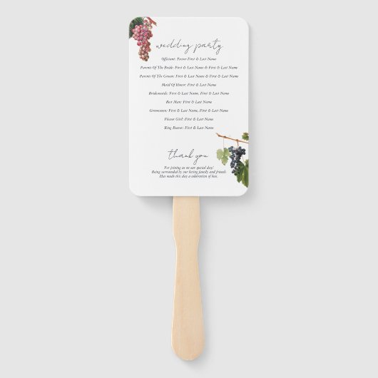 Wijnvat wijnmakerij Wijngaard Wedding Program Handwaaier (Achterkant)