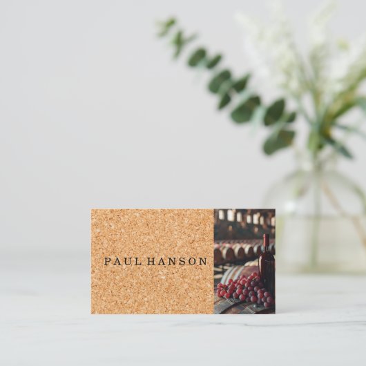 Wijnvaten | Druiven | Fles | Kurk  Visitekaartje (Staand voorkant)