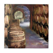 Wijnvaten in de wijnkelder tegeltje (Voorkant)