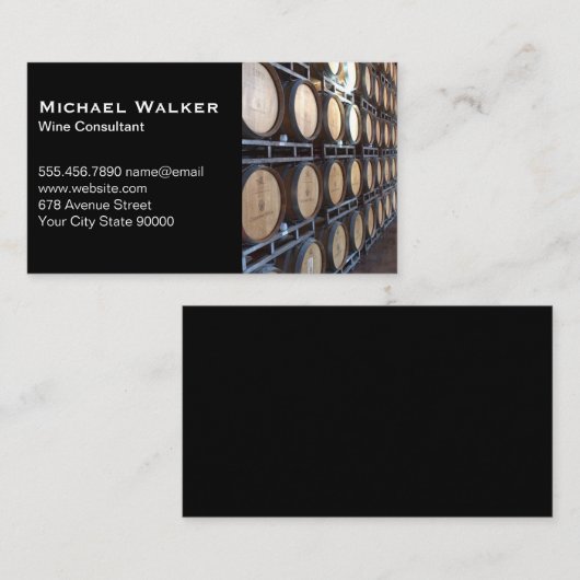 Wijnvaten in kelder visitekaartje (Voorkant / Achterkant)