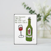 WIJNVERBETERING MET LEEFTIJD.. Wijnafdruk door jil Briefkaart (Staand voorkant)