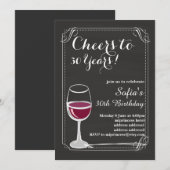 Wijnverjaardagsuitnodiging, Cheers tot elk jaar! Kaart (Voorkant / Achterkant)