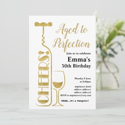 Wijnverjaardagsuitnodiging Kaart (Staand voorkant)