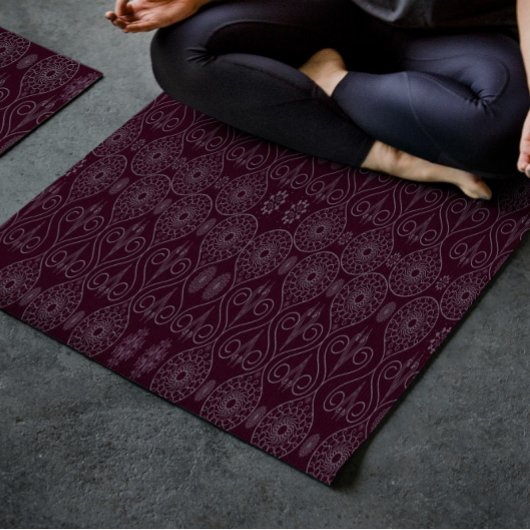 Wijnvezelige textieloctopuszaden met motief yogamat