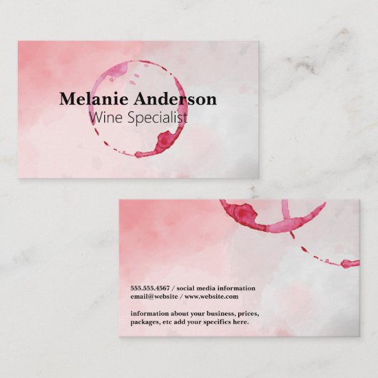 Wijnvlek | Achtergrond in waterverf Visitekaartje (Voorkant / Achterkant)
