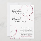 Wijnvlek, Bourgondische Waterverf bruiloft Kaart (Voorkant)