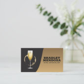 wijnvlek-champagneglas | Classic Gold Black Visitekaartje (Staand voorkant)