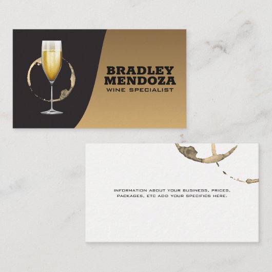 wijnvlek-champagneglas | Classic Gold Black Visitekaartje (Voorkant / Achterkant)